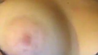 Брюнетка с крупными сосками мнет их на камеру для парня